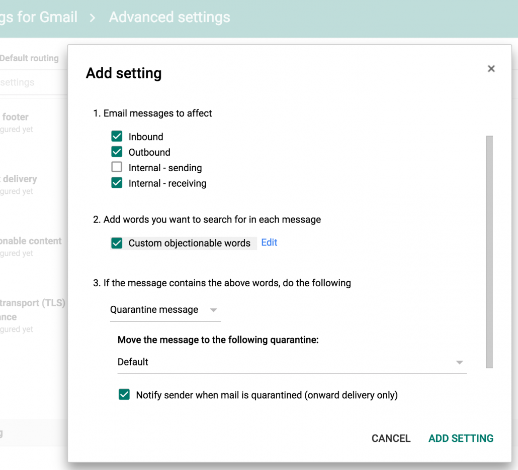 Gmail admins can now notify internal senders when email gets quarantine