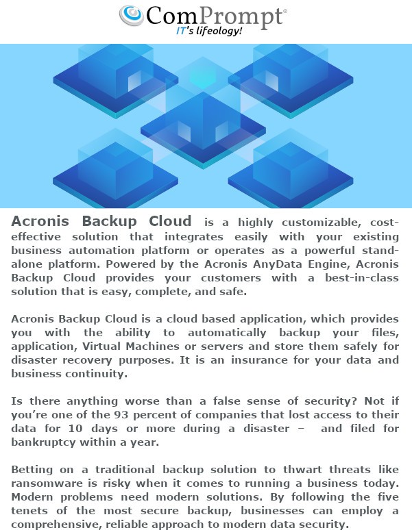 Acronis Backup Cloud - Comprompt Solutions LLP